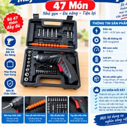 Máy Khoan Pin Sạc Bắt Vít Cầm Tay 47 Món. LMS 1