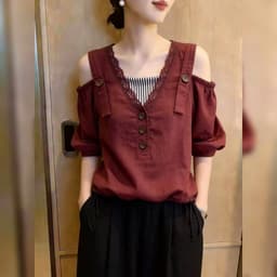 MẬP STYLE (47-90 KG) ÁO CHERRY DÂY RÚT, CHẤT VÂN MÂY PHỐI SỌC, FORM TRỄ VAI, TRẺ TRUNG 6