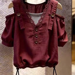 MẬP STYLE (47-90 KG) ÁO CHERRY DÂY RÚT, CHẤT VÂN MÂY PHỐI SỌC, FORM TRỄ VAI, TRẺ TRUNG 1