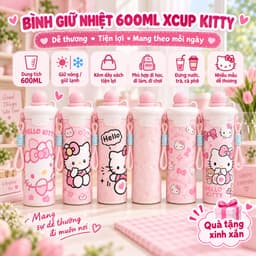 Bình giữ nhiệt XCUP KITTY Có ống hút mới, INOX 316, dung tích 600ml, dành cho học sinh, sinh viên 1