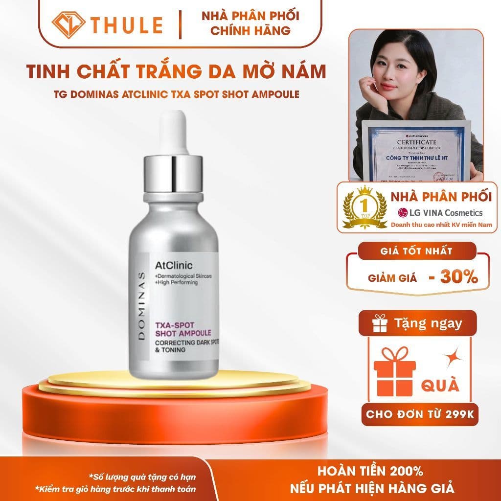 Tinh Chất TG Dominas Atclinic TXA Spot Shot Ampoule Hàn Quốc, Hỗ Trợ Làm Mờ Nám, Tàn Nhang, Thâm Sau Mụn
