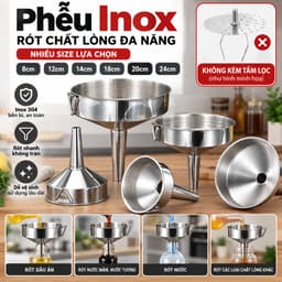 (Không kèm lọc) Phễu rót chiết chất rượu, dầu ăn, chất lỏng, chất liệu Inox 304 cao cấp - HVL TEA 1