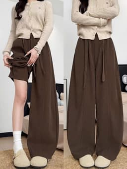 Quần ống rộng nữ dáng suông APT Unisex Chất liệu vải nhung tăm dày dặn kiểu dáng thoải mái năng động 13