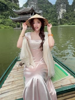 Đầm váy dài, Đầm 2 dây mocking eo chất Lụa Tô Châu Ánh Nhung phối Kim Sa lấp lánh dáng dài_QCMK 6