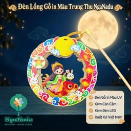 [MỚI] LỒNG ĐÈN GỖ ĐÃ IN SẴN MÀU UV-Đèn Trung Thu HOẠT HÌNH kèm Led nháy và tay cầm làm quà tặng học sinh,trẻ em 8