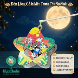 [MỚI] LỒNG ĐÈN GỖ ĐÃ IN SẴN MÀU UV-Đèn Trung Thu HOẠT HÌNH kèm Led nháy và tay cầm làm quà tặng học sinh,trẻ em 5