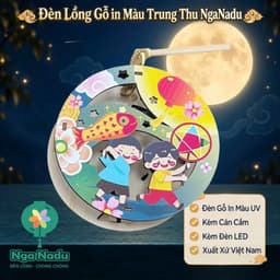 [MỚI] LỒNG ĐÈN GỖ ĐÃ IN SẴN MÀU UV-Đèn Trung Thu HOẠT HÌNH kèm Led nháy và tay cầm làm quà tặng học sinh,trẻ em 7