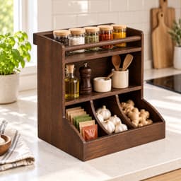 Kệ gỗ đa năng 7COOKS để gia vị, trà cà phê và đồ dùng nhà bếp, miễn phí khắc tên theo yêu cầu 3