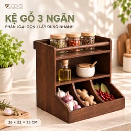 Kệ gỗ đa năng 7COOKS để gia vị, trà cà phê và đồ dùng nhà bếp, miễn phí khắc tên theo yêu cầu 1