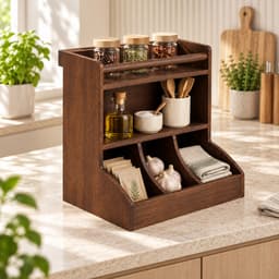 Kệ gỗ đa năng 7COOKS để gia vị, trà cà phê và đồ dùng nhà bếp, miễn phí khắc tên theo yêu cầu 8