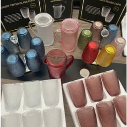 Bộ 6 cốc thủy tinh CRISTA vân lưới dập nổi 420ml – Mix 6 màu cao cấp .Set 6 ly thủy tinh CRISTA 420ml vân lưới dập nổi 2