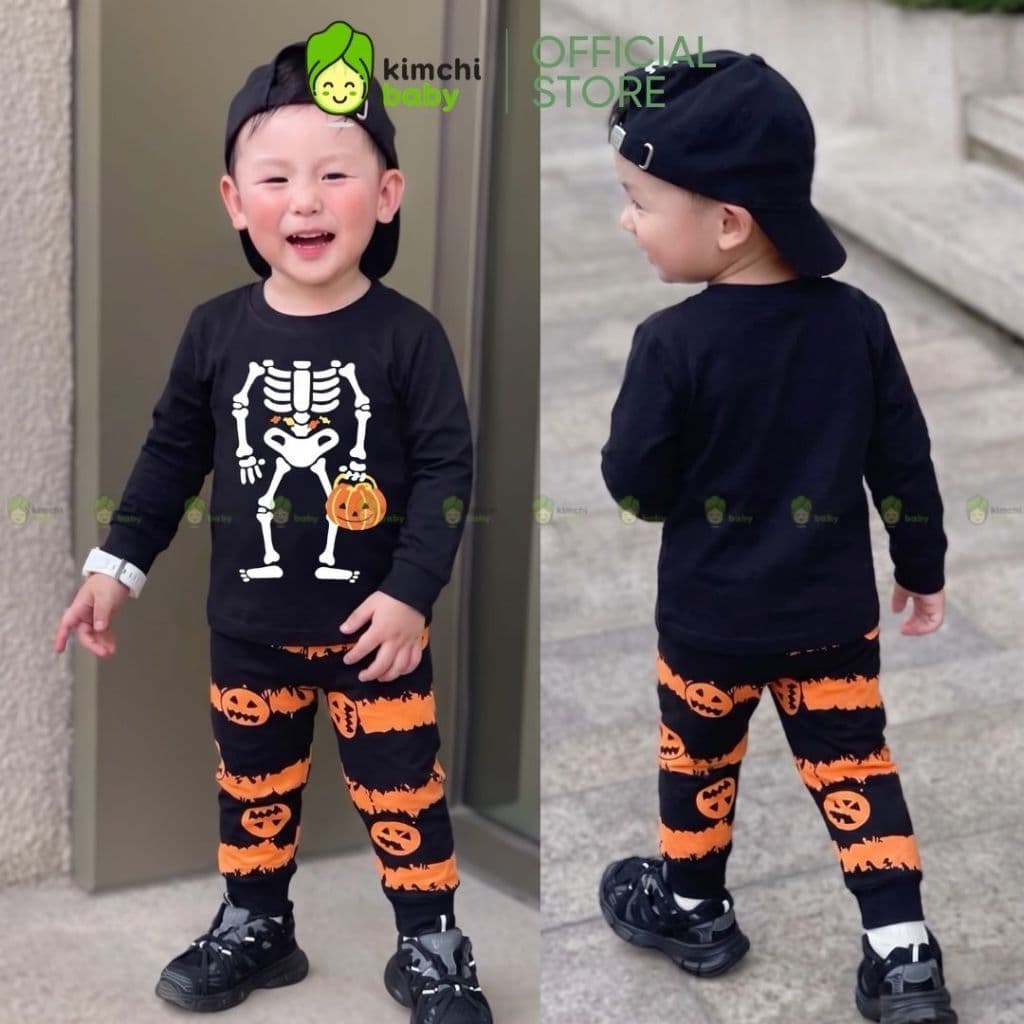 [BÉ 10-29KG] Bộ Halloween Dài Tay Cho Bé Trai, Bé Gái KIMCHIBABY Vải Cotton 4C Cao Cấp Phiên Bản Giới Hạn MKMTD2240