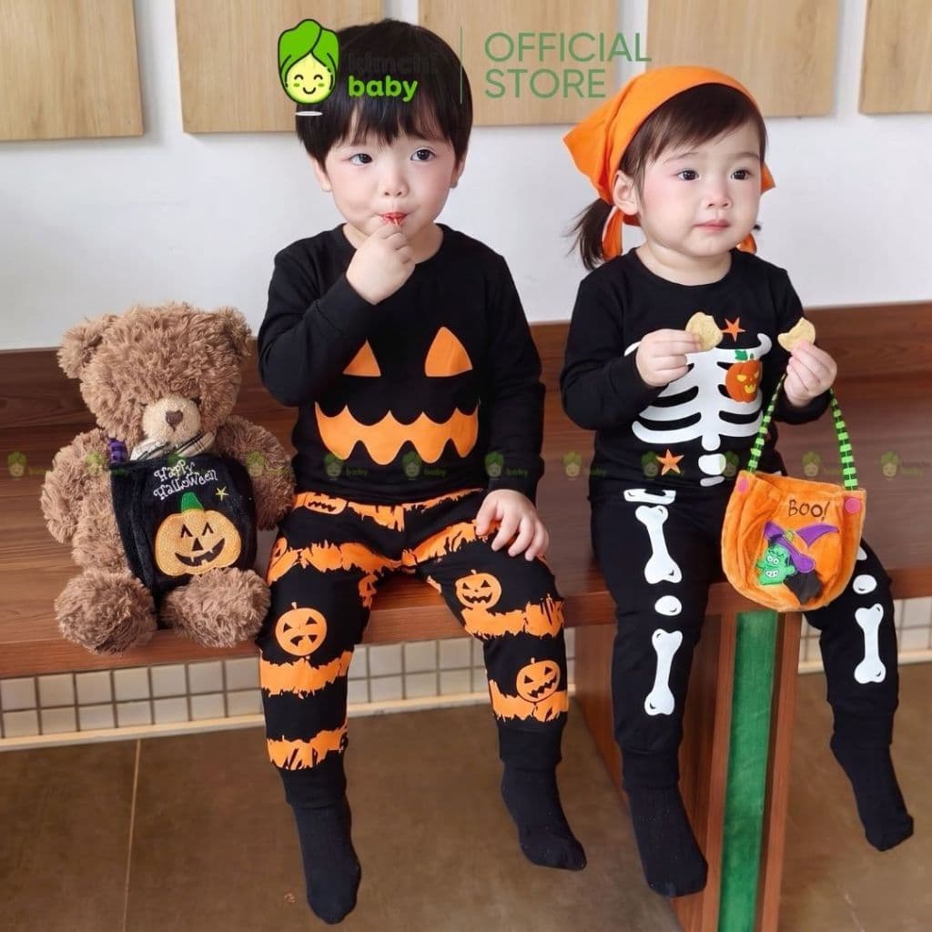 [BÉ 10-29KG] Bộ Halloween Cho Bé Trai, Bé Gái KIMCHIBABY Phiên Bản Giới Hạn 2024 Vải Cotton 4C Mềm Mịn MKMTD2240