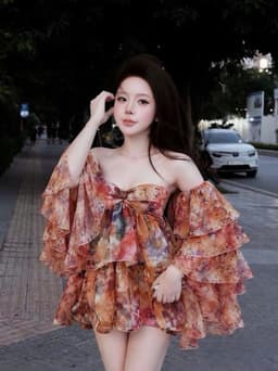 Đầm váy ngắn, Đầm TK chất Voan in Hoa Loang nhiều màu mặc hè dáng ngắn kèm quần đùi chất Umi_QC 6