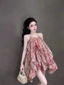 Đầm váy ngắn, Đầm TK chất Voan in Hoa Loang nhiều màu mặc hè dáng ngắn kèm quần đùi chất Umi_QC 4