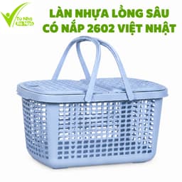 Làn Nhựa Lòng Sâu Có Nắp Đậy 2602 Việt Nhật Quai Xách Chắc Chắn Đựng Đồ Đi Chợ Đa Năng Bền Đẹp GD380 1