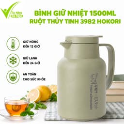 Bình Giữ Nhiệt 1.5 Lít 3982 Hokori Ruột Thủy Tinh Giữ Nóng Giữ Lạnh Lâu Thiết Kế Sang Trọng GD379 1