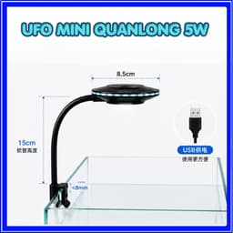 Đèn Kẹp UFO Mini Led Viền QL-V5C QuanLong, Cổng USB Điều Chỉnh 360 Độ, Công Suất 5W Cho Bể Mini 7