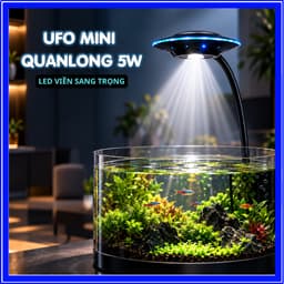 Đèn Kẹp UFO Mini Led Viền QL-V5C QuanLong, Cổng USB Điều Chỉnh 360 Độ, Công Suất 5W Cho Bể Mini 1
