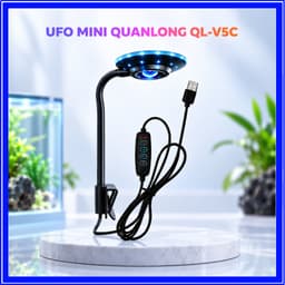 Đèn Kẹp UFO Mini Led Viền QL-V5C QuanLong, Cổng USB Điều Chỉnh 360 Độ, Công Suất 5W Cho Bể Mini 8