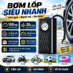 Máy bơm lốp ô tô cầm tay sạc USB ngắt tự động, thiết kế nhỏ gọn công suất lớn - Bơm Lốp Otô Tích Điện 1