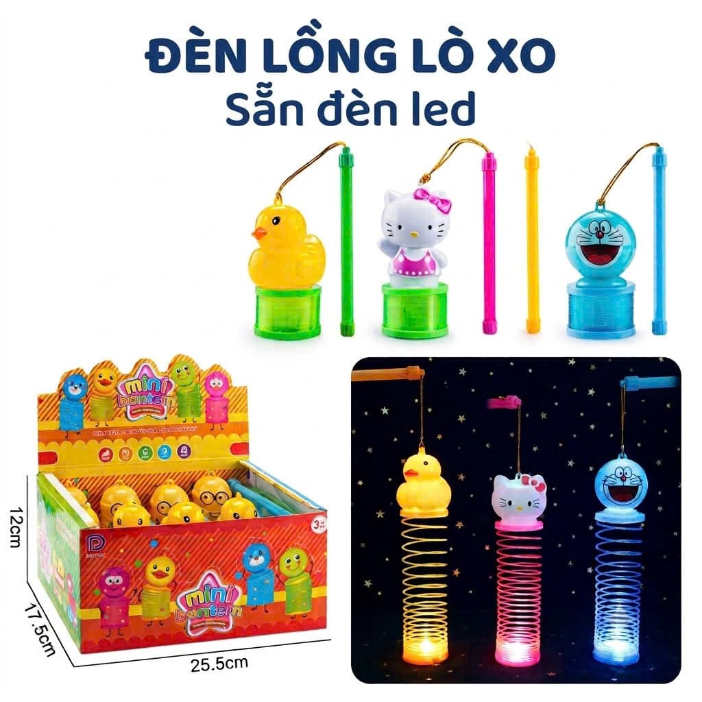 Đèn lồng lò xo xinh xắn hoạt hình có sẵn đèn led cho bé