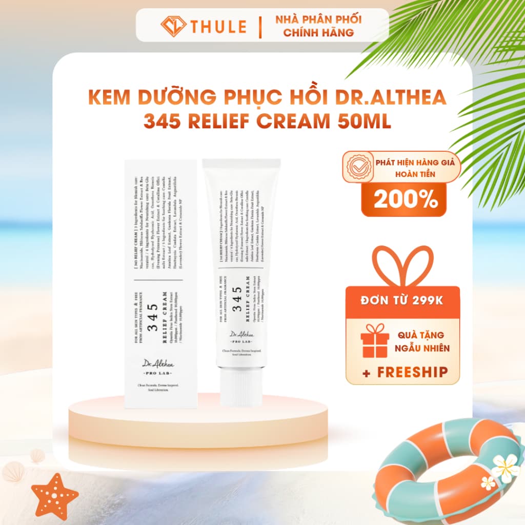 Dr.Althea 345 Relief Cream 50ml – Kem Dưỡng Ẩm Phục Hồi & Làm Dịu Da, Hỗ Trợ Da Khô Nhạy Cảm