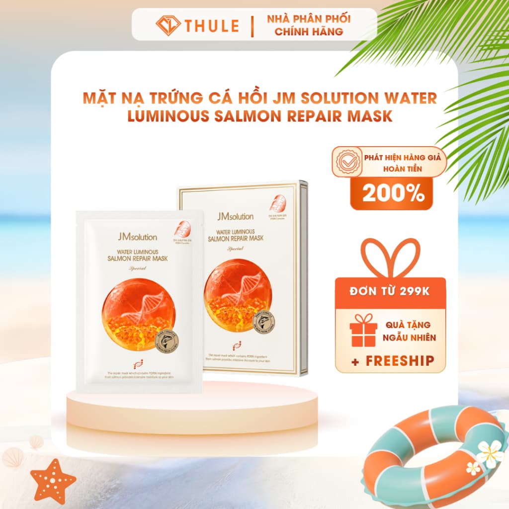 JMsolution Water Luminous Salmon Repair Mask 5 Miếng/Hộp – Mặt Nạ Dưỡng Ẩm Chăm Sóc Da Mềm Mịn