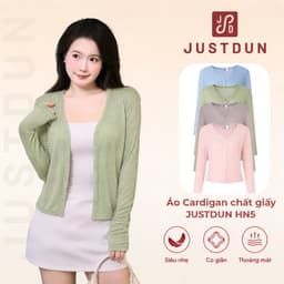 [CÓ CÚC] Áo Khoác Cardigan Nữ Tay Dài JUSTDUN Chất Thun Giấy Mỏng Nhẹ Form Suông Phong Cách Hàn Quốc HN5 1