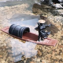 Mô Hình Thuyền Tiểu Cảnh Mini Có Cầu Vòm Và Kiếm Khách Decor Hồ Cá, Phụ Kiện Trang Trí Sơn Thủy Cổ Phong Bàn Trà 2