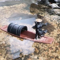 Mô Hình Thuyền Tiểu Cảnh Mini Có Cầu Vòm Và Kiếm Khách Decor Hồ Cá, Phụ Kiện Trang Trí Sơn Thủy Cổ Phong Bàn Trà 5