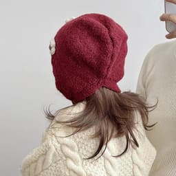 M168 Mũ Len Bé Gái Đính Hoa Xinh Xắn, Mũ Giữ Ấm Cho Bé 1-5 TUỔI 7