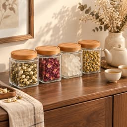 Hũ thủy tinh nắp gỗ 7COOKS đựng trà cà phê gia vị, có khắc tên theo yêu cầu 5