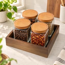 Hũ thủy tinh nắp gỗ 7COOKS đựng trà cà phê gia vị, có khắc tên theo yêu cầu 3