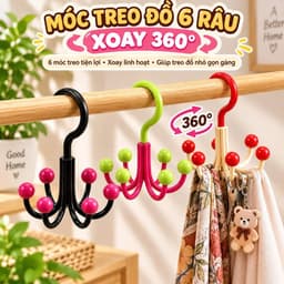 Móc treo đồ vật nhỏ 6 râu xoay 360 độ màu dopamine 1