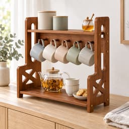Kệ Treo Ly Gỗ 7COOKS 2 Tầng Có Móc Treo – Decor Góc Cà Phê, Bàn Trà, Khắc Tên Miễn Phí 2