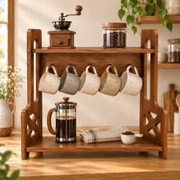 Kệ Treo Ly Gỗ 7COOKS 2 Tầng Có Móc Treo – Decor Góc Cà Phê, Bàn Trà, Khắc Tên Miễn Phí 8