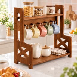 Kệ Treo Ly Gỗ 7COOKS 2 Tầng Có Móc Treo – Decor Góc Cà Phê, Bàn Trà, Khắc Tên Miễn Phí 9
