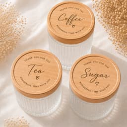 Hũ Thủy Tinh Vân Sọc Nắp Gỗ  7COOKS Cao Cấp, Lọ Đựng Đồ Khô Decor Bếp,Khắc Tên Miễn Phí, Bao Bể Vỡ, Tặng Thìa Gỗ 8