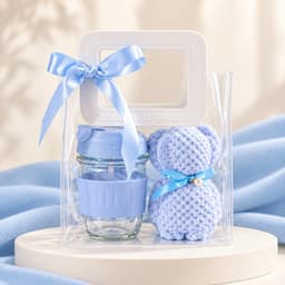 Set quà tặng cốc thủy tinh kèm gấu khăn và túi trong suốt, hộp quà xinh xắn tặng sinh nhật-Phụ kiện xinh Vân Lee 4
