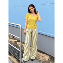 Đồ Bộ Nữ Bigsize ESHOP DB338 Áo Tay Ngắn Phối Quần Sọc Ống Rộng Suông, Set Mặc Nhà Đi Chơi Thoải Mái 4