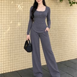 Set Bộ Mặc Nhà Ba Lỗ Mặc Hè Bigsize ESHOP Đồ Bộ Nữ Quần Ống Suông Rộng Chất Thun Gân Tăm Lạnh DB89 8