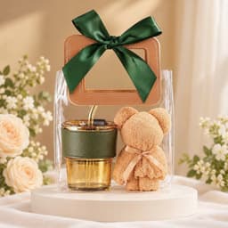 Set quà tặng cốc thủy tinh kèm gấu khăn và túi trong suốt, hộp quà xinh xắn tặng sinh nhật-Phụ kiện xinh Vân Lee 1