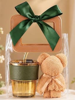 Set quà tặng cốc thủy tinh kèm gấu khăn và túi trong suốt, hộp quà xinh xắn tặng sinh nhật-Phụ kiện xinh Vân Lee 6