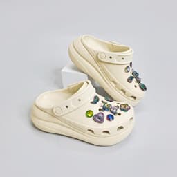 Dép crush unisex đế cao 6 phân full nhựa EVA cao cấp tặng kèm 10 jibbitz sticker, dép sục crush nam nữ đế bánh mỳ 6-7cm 2
