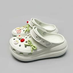 Dép crush unisex đế cao 6 phân full nhựa EVA cao cấp tặng kèm 10 jibbitz sticker, dép sục crush nam nữ đế bánh mỳ 6-7cm 3