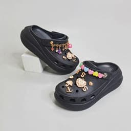 Dép crush unisex đế cao 6 phân full nhựa EVA cao cấp tặng kèm 10 jibbitz sticker, dép sục crush nam nữ đế bánh mỳ 6-7cm 9