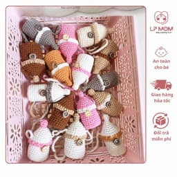 [CÓ SỈ] Túi tỏi bình sữa & cây nấm len cho bé, Túi đựng tỏi đáng yêu không xù bông cho bé - LP.Mom 1
