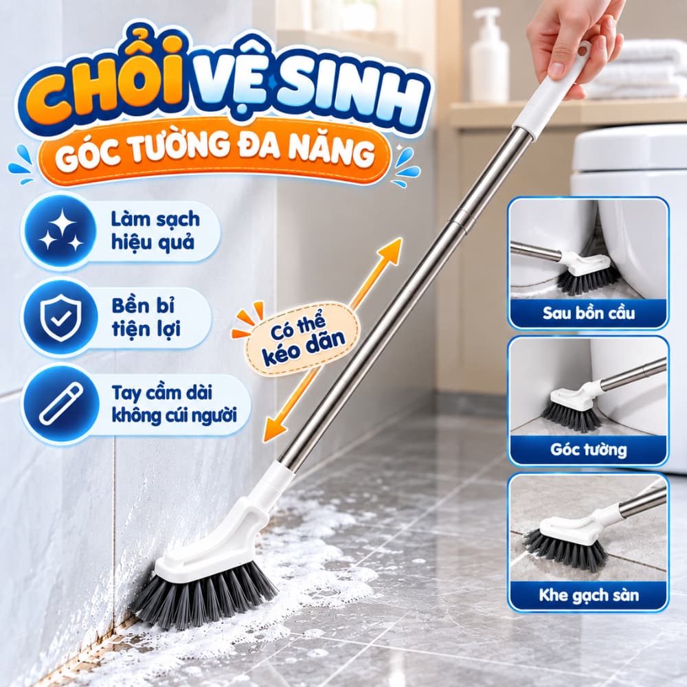 Cây Chà Sàn Nhà Tắm Cán Dài Chà Khe Hẹp Góc Tường TOAM Chổi Cọ Nhà Vệ Sinh, Cửa Sổ, Nhà Bếp Tiện Lợi