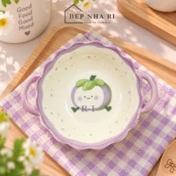 [ BepNhaRi ] Bộ Bát Đĩa Gốm Sứ Họa Tiết Măng Cụt CƠ BẢN - Gốm Sứ Cao Cấp Độc Đáo, Sang Trọng Cho Bàn Ăn Gia Đình 3